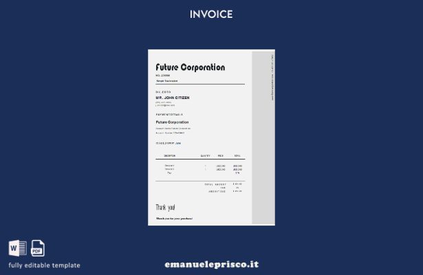 stile verificato Modello di fattura USA Future Corporation